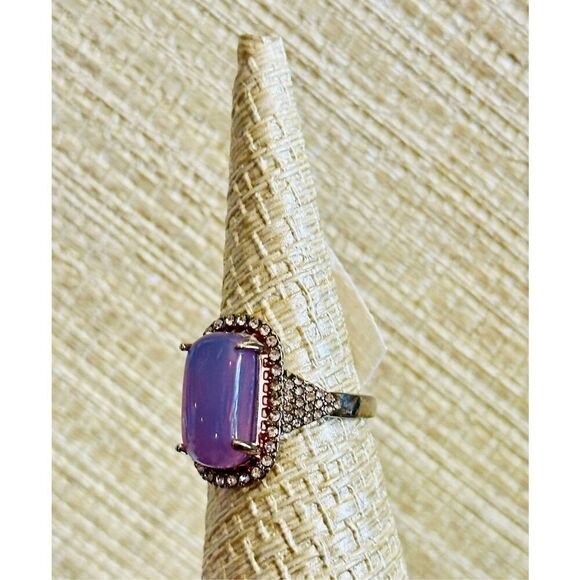 HUGE Crystal Zircon Ring Rose Gold and White Zircon Ring - Picture 6 of 14